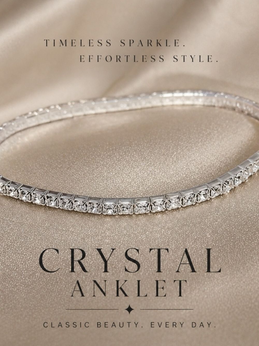 Crystal Anklet in Silver - Timeless Sparkle